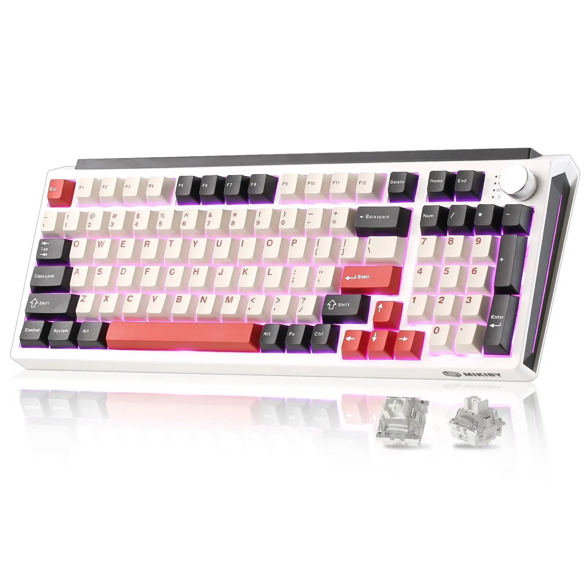 Vszerda Vszerda K98 Wireless Mechanical Keyboard, White & Red, Milk-V2 Switches — fotografia produktu