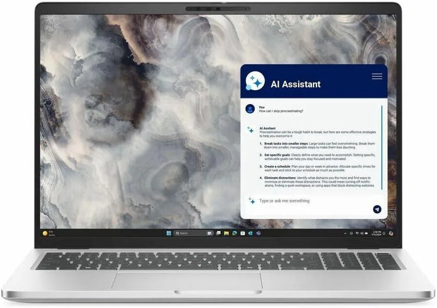 Aluminium silver laptop with 16 inch display