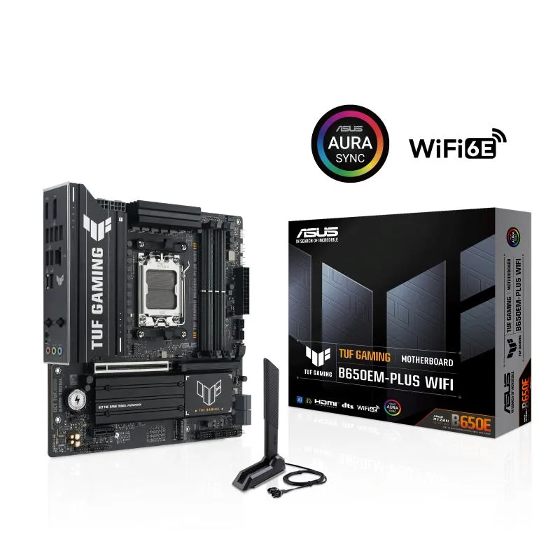 ATX motherboard in dark grey with large heatsinks and RGB edge lighting