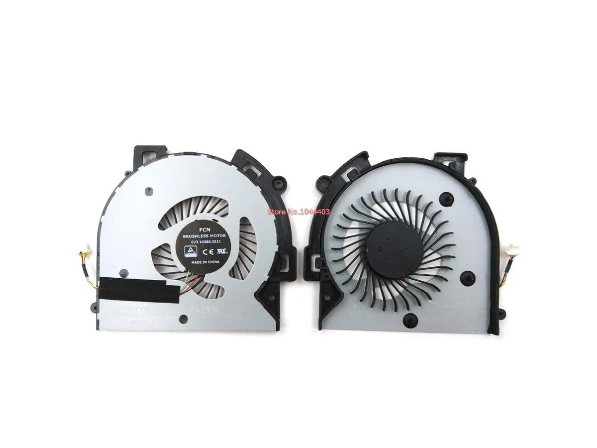 Black rectangular laptop CPU cooling fan with copper heat pipe and plastic frame