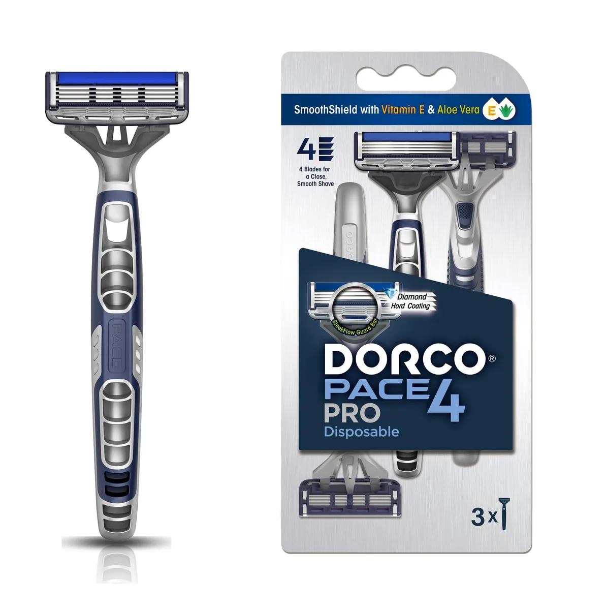 No Sew No Sew DORCO Pace Pro 4 Disposable Razors 3 pack — product photo