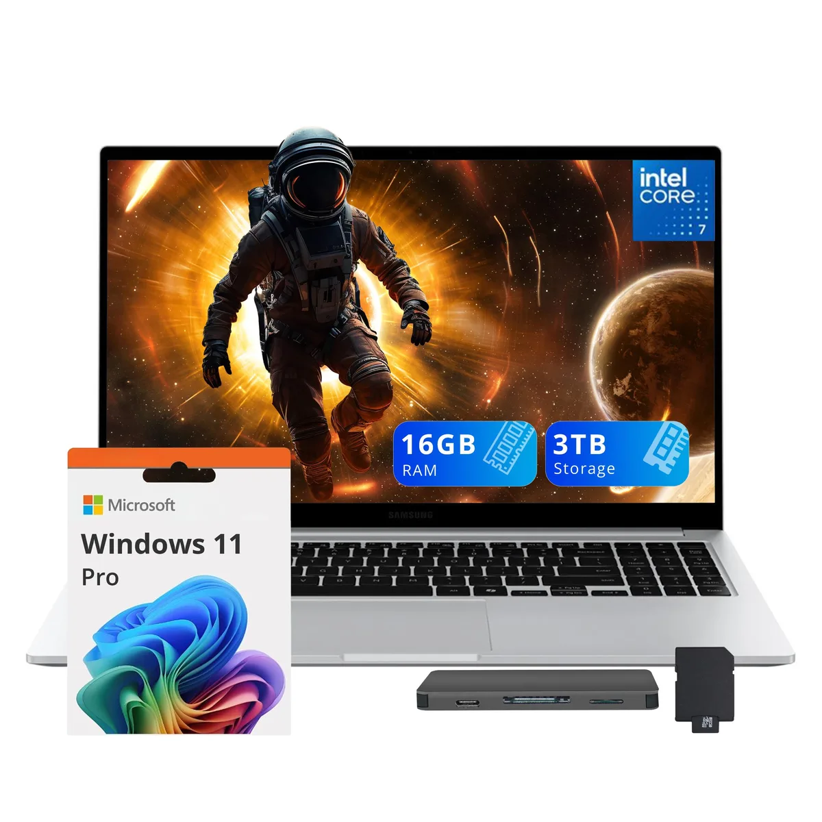 SAMSUNG SAMSUNG Galaxy Book4 15.6" Business Laptop Core 7 150U 16GB 3TB Storage Silver — 商品写真