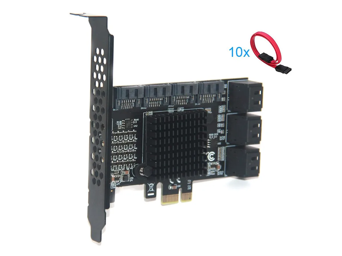 RIITOP RIITOP PCIE2SATA-10P 10 Port SATA Expansion Card — produktfoto
