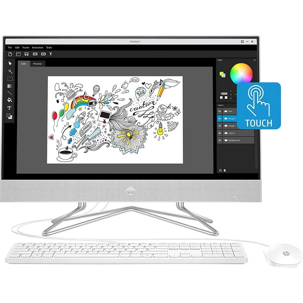 HP HP 1K0F1AA-001-R all-in-one PC, Pentium Silver J5040 2.0 GHz, 8 GB DDR4, 256 GB SSD, 23.8" touch, refurbished — tuotekuva