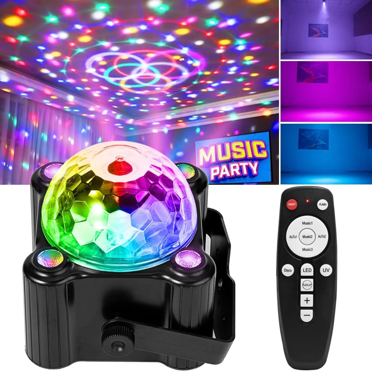  LAUCNPTY TC-7011-1 10W LED Spot Light with Sound Activation and Remote Control — termékfotó