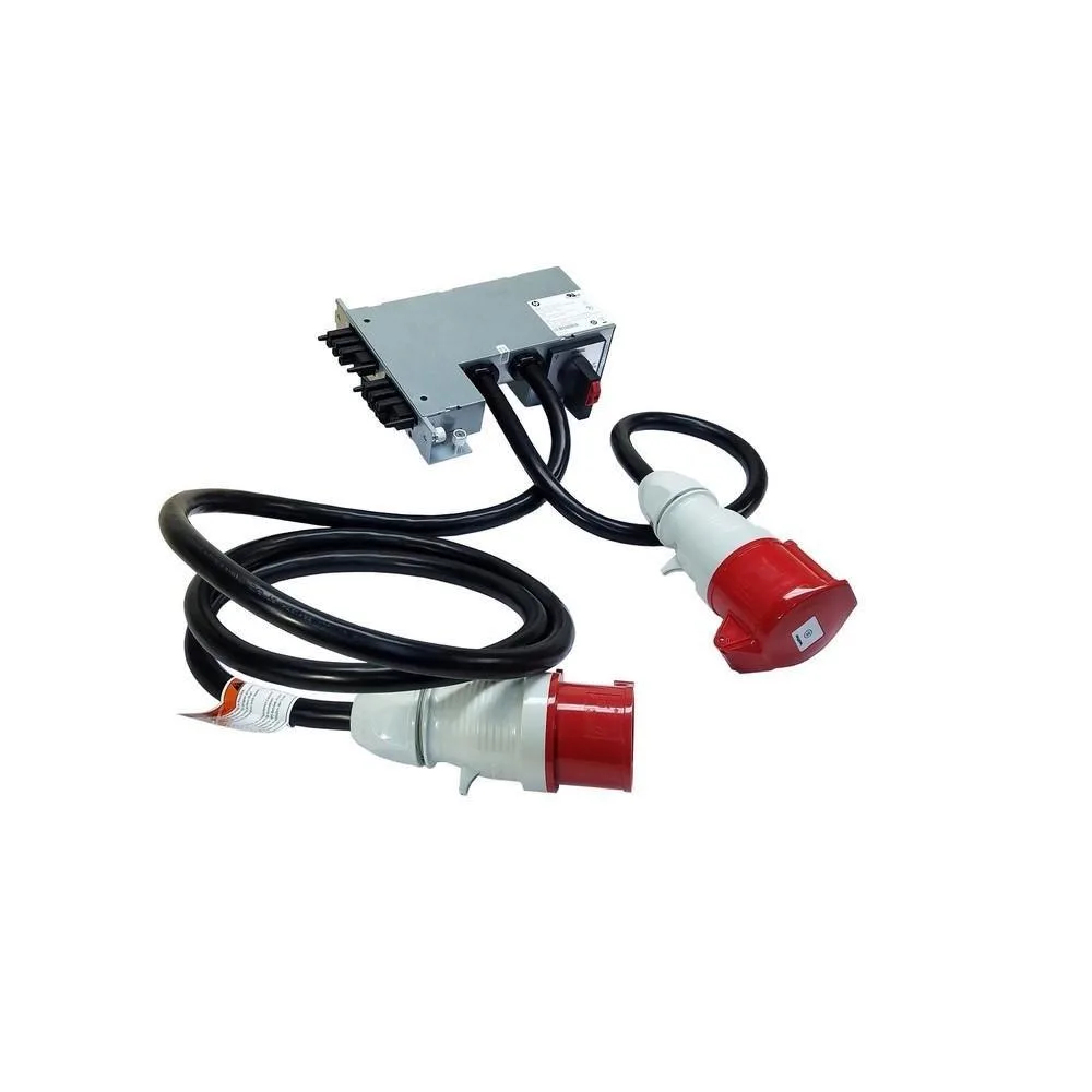 Rectangular metal module with IEC309 connectors, matte finish