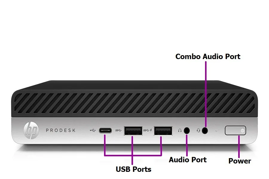 Small black HP 600 G4 Mini desktop tower