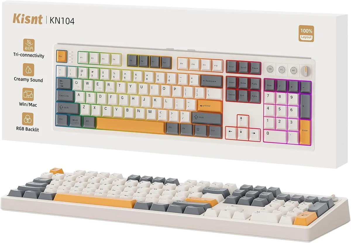 TUKO TUKO KN104 Wireless Mechanical Gaming Keyboard Full-size 104 Keys Retro Beige — product photo