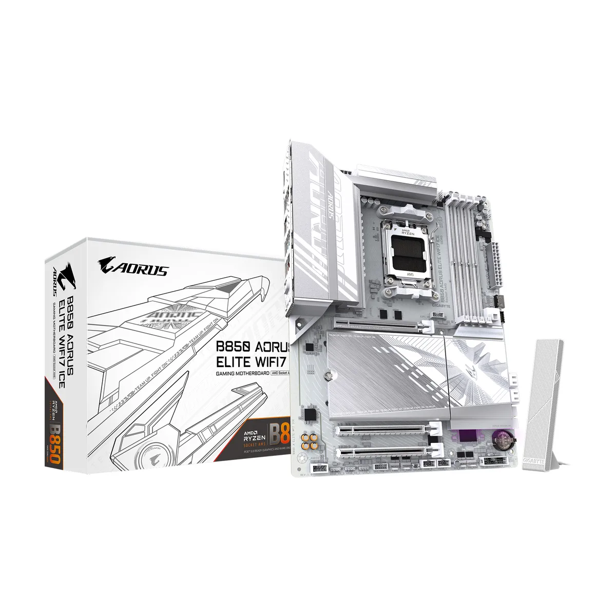 GIGABYTE GIGABYTE B850 A ELITE WF7 ICE AMD motherboard — product photo