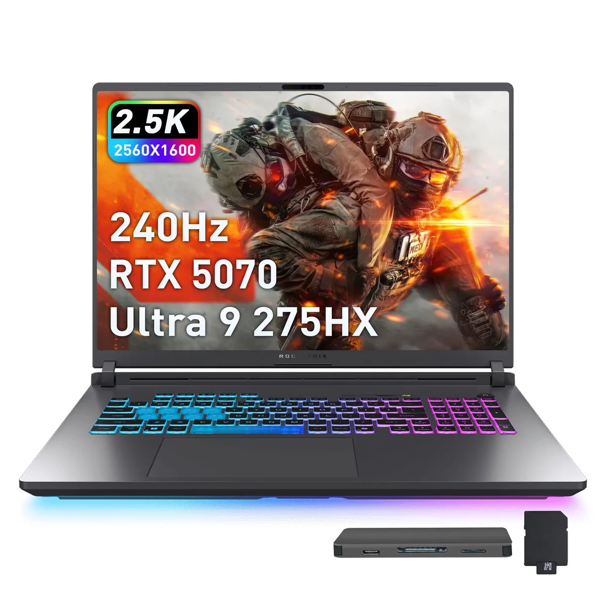 Gray 18 inch gaming laptop with RGB backlit keyboard and anti-glare display