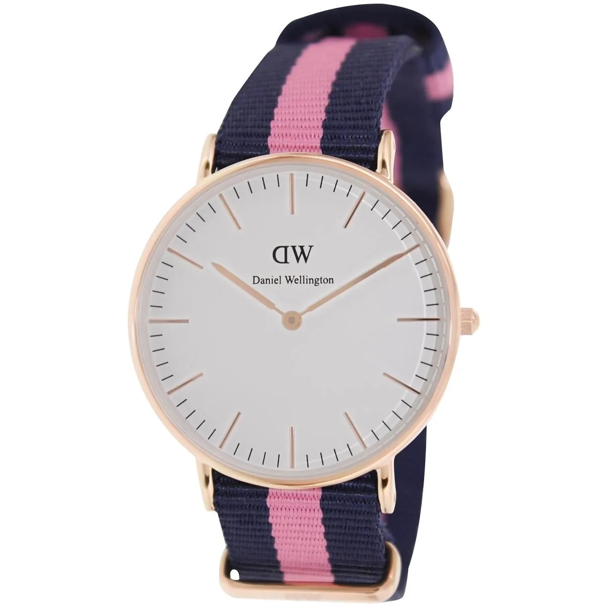 Daniel Wellington Daniel Wellington 0505DW White Dial Rose Gold Stainless Steel Blue Pink Nylon Quartz Watch — product photo