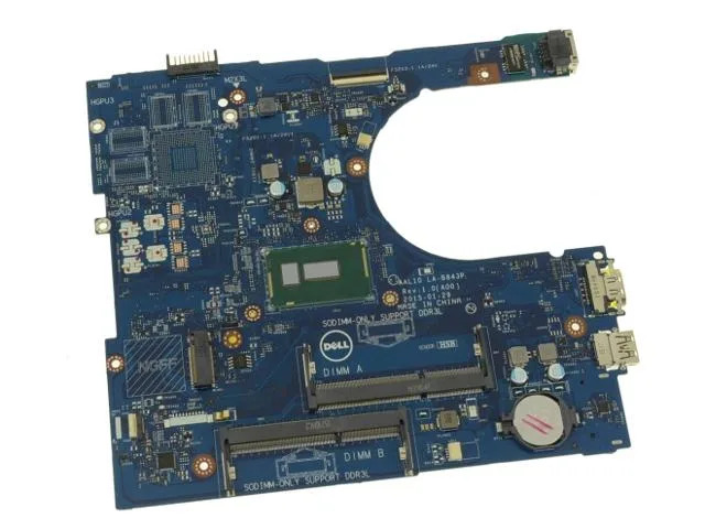 Green laptop motherboard with soldered Intel Core i3-5005U CPU