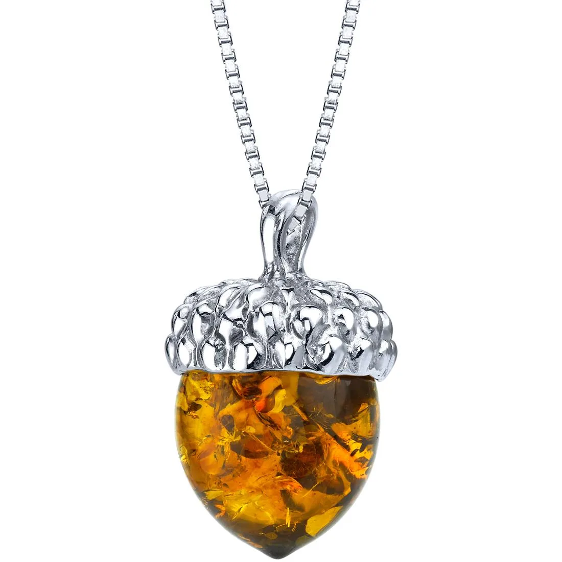 Oravo Oravo Baltic Amber Sterling Silver Acorn Pendant Necklace 18" 3.5ct 925 — product photo