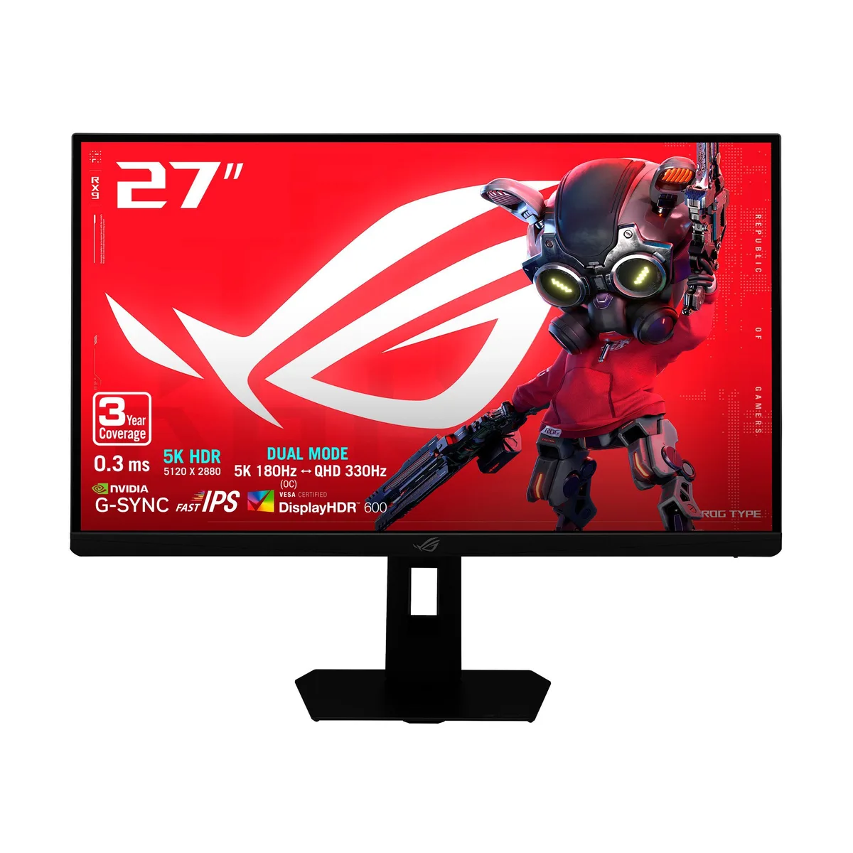 27 inch black gaming monitor on adjustable stand with anti-glare screen