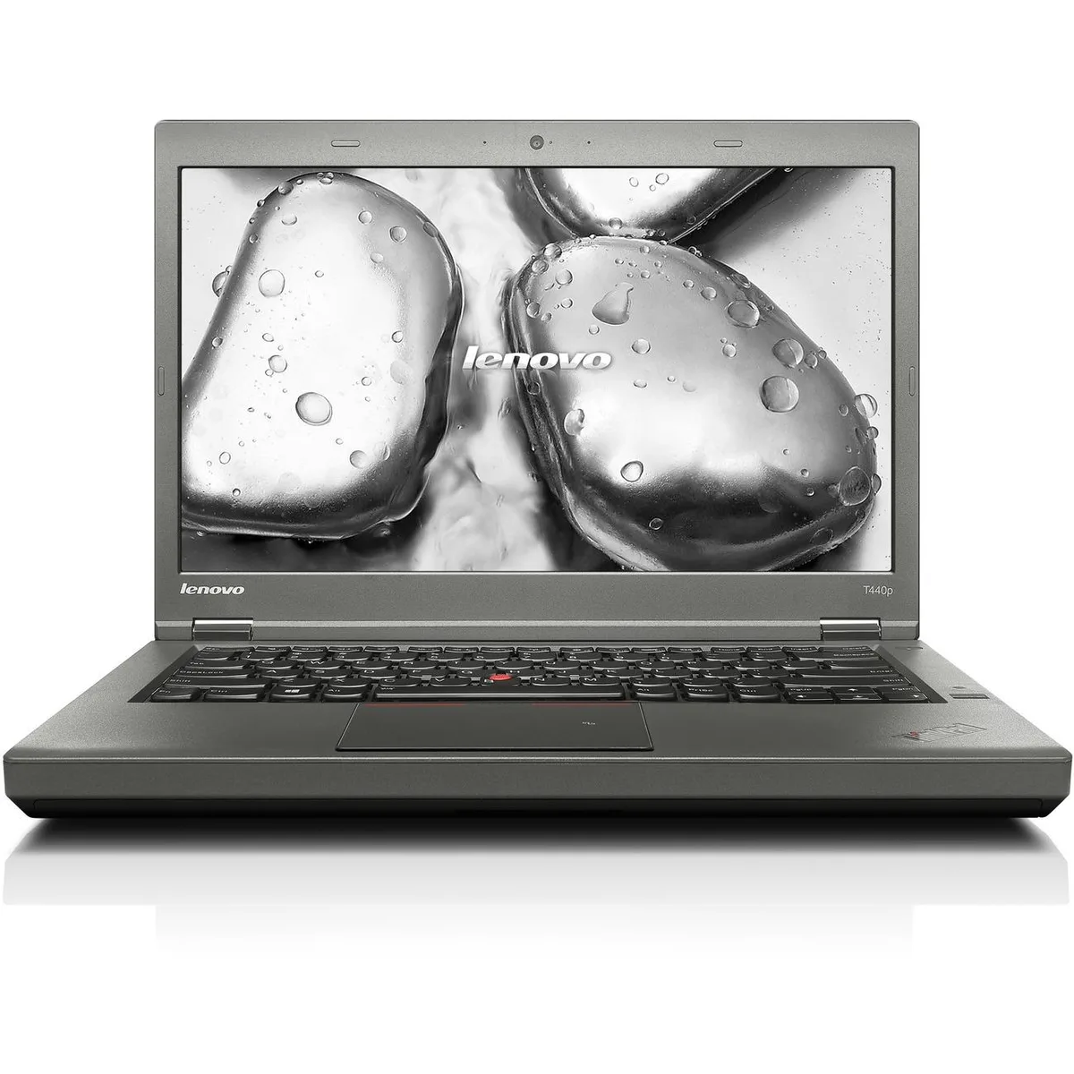 Black 14-inch ThinkPad T440p laptop with matte finish and fingerprint reader
