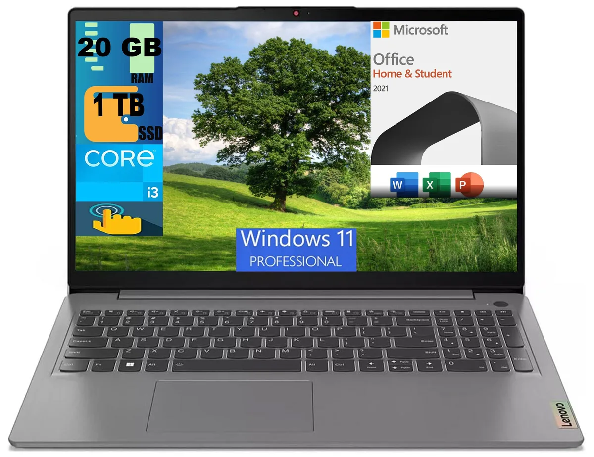 Lenovo Lenovo Ideapad 1i 15 laptop 20GB 1TB PCIe SSD i3-1215U 15.6" FHD Touch Windows 11 Pro — photo du produit
