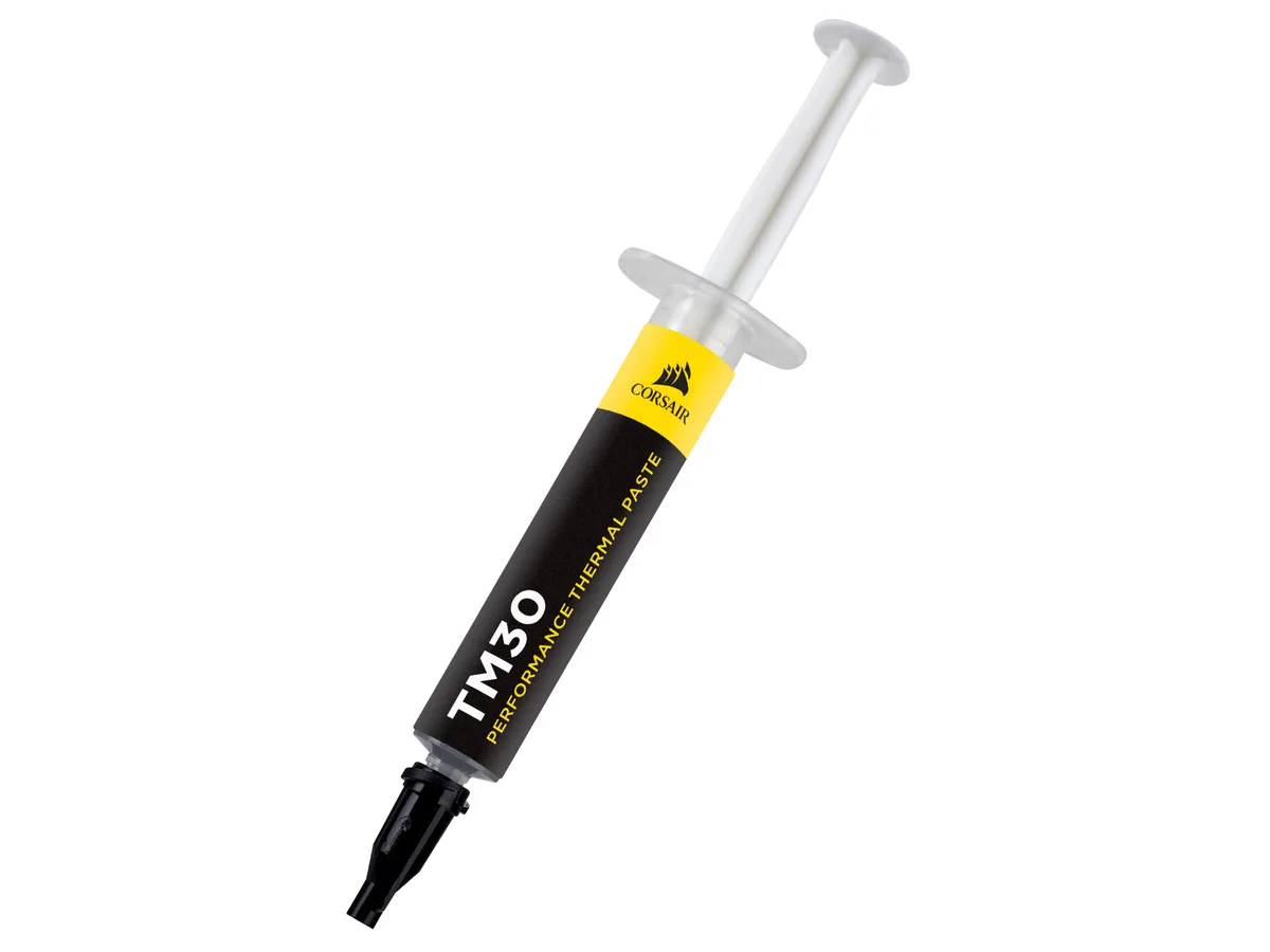 Small white tube with grey cap and Corsair TM30 label