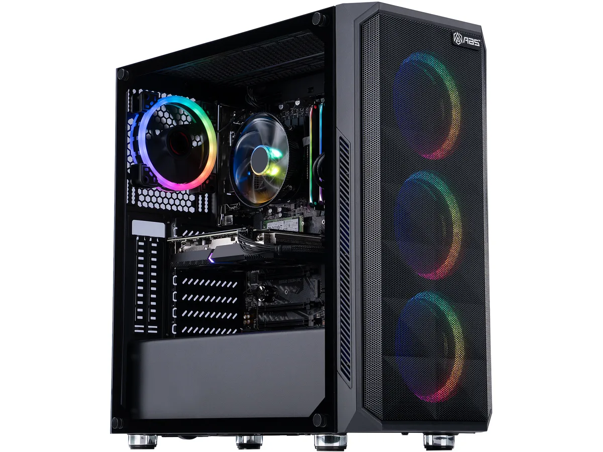 Mid-tower desktop in Rosewill Spectra D100 case with four RGB fans