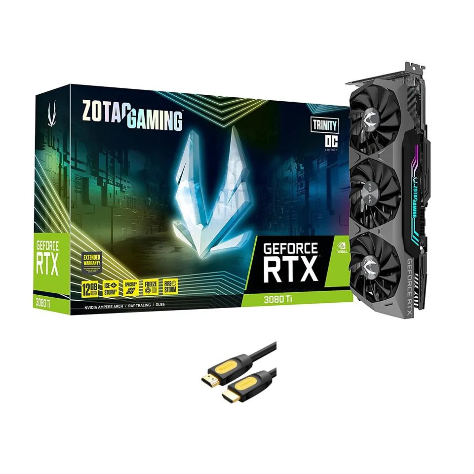 Triple-fan graphics card with metal frontplate and RGB backplate