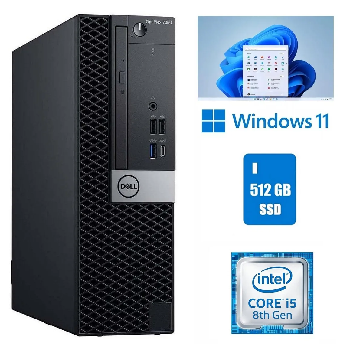 DELL DELL OptiPlex 7060 SSF Desktop PC i5-8500 16GB 512GB Wi-Fi Windows 11 Pro — toote foto