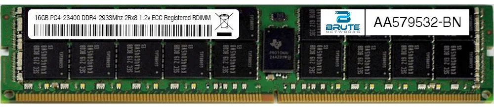 Green rectangular 288-pin DDR4 RDIMM module with black chips and gold contacts