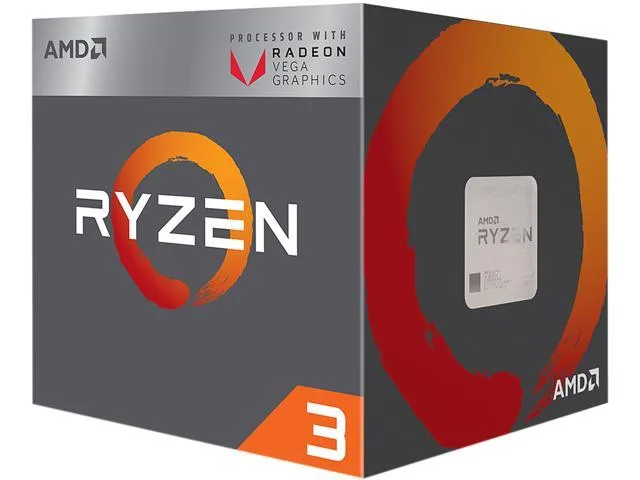 Square AM4 processor with integrated Radeon Vega 8 graphics and Wraith Stealth cooler
