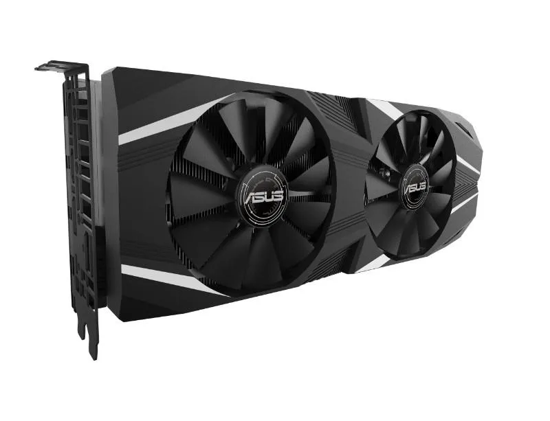 Black dual-fan ATX graphics card, 2.7-slot, red-green-blue illumination