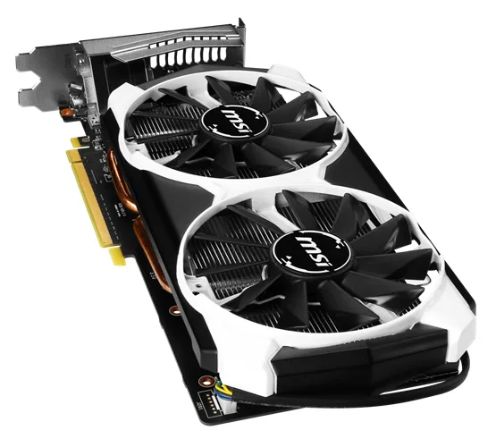 MSI Armor 2X GTX 960 graphics card with dual fans and white tiger finish
