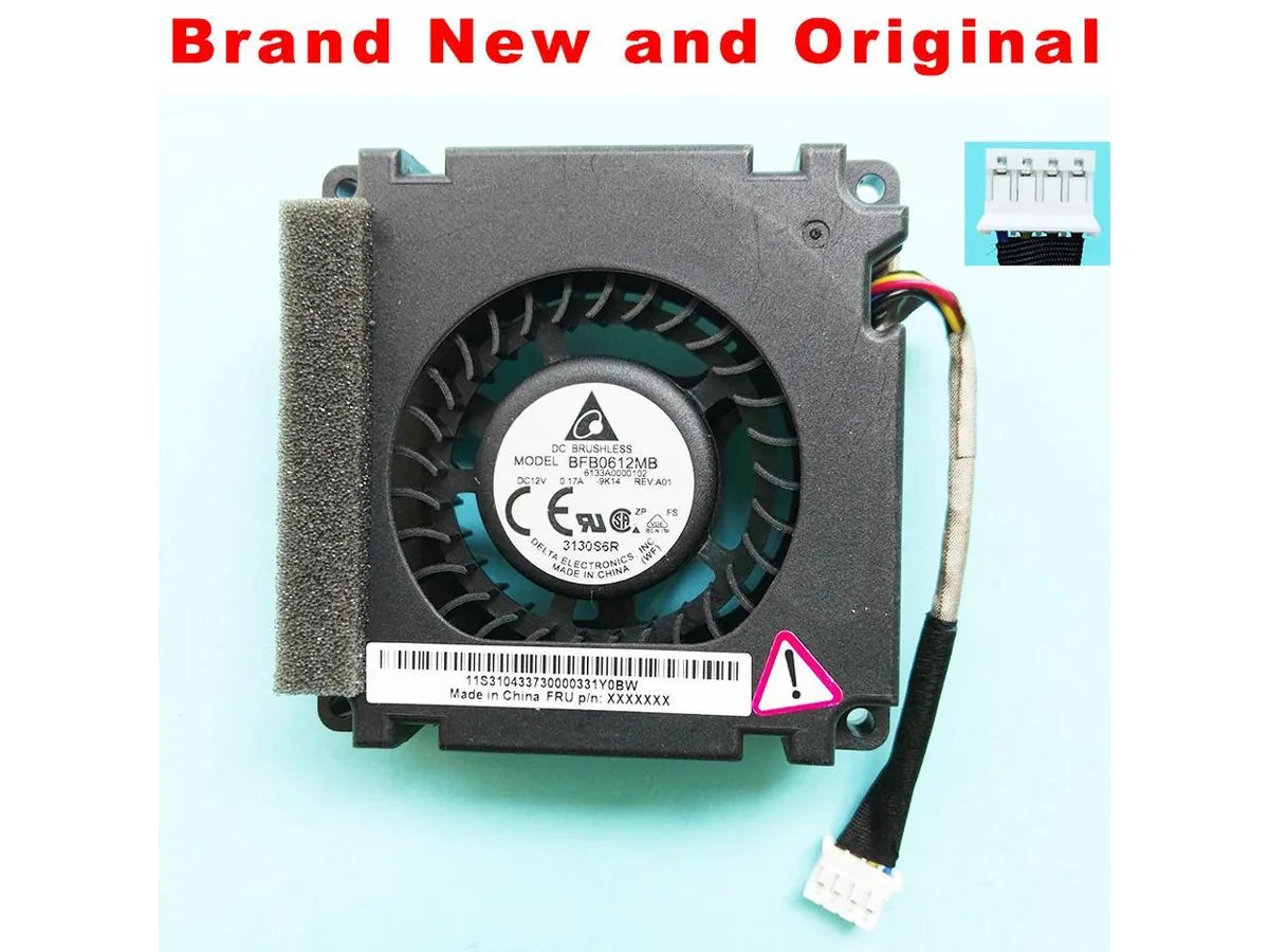 Small black plastic CPU cooling fan with wire grille and cable