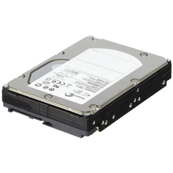 Silver 3.5 inch SAS hard drive with green circuit board visible