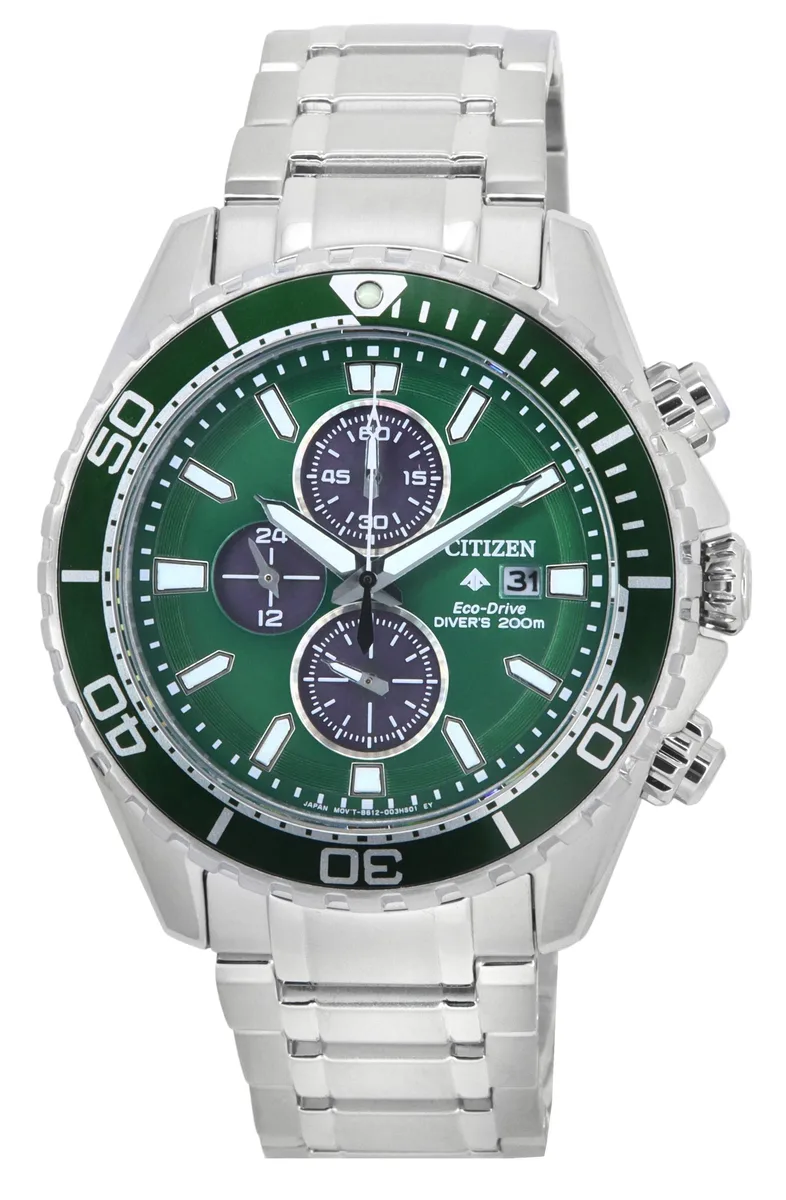Citizen Citizen Promaster Chronograph Eco-Drive CA0820-50X 200M Green Dial Watch — preces foto