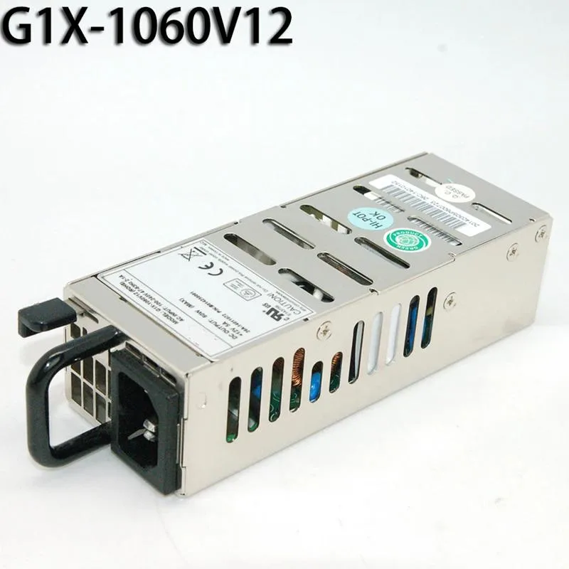 Rectangular ATX power supply unit in black finish with cooling fan visible