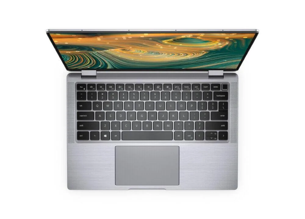 Silver 14 inch laptop with non-touch FHD+ screen and fingerprint reader on power button