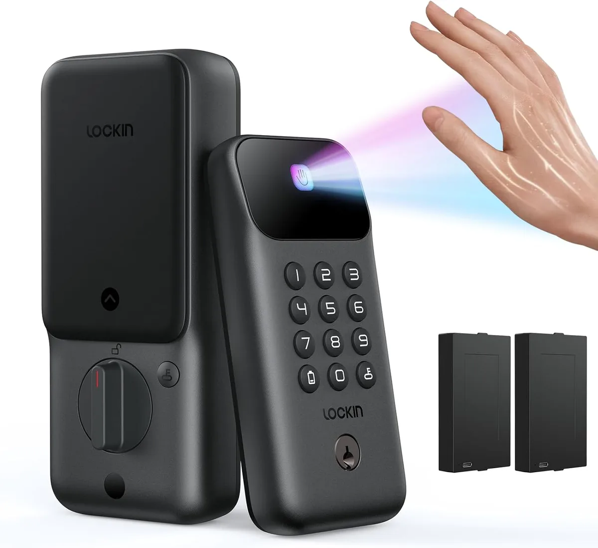 Lockin Lockin Veno Go Smart Door Lock Palm Vein Dual Battery Black — product photo