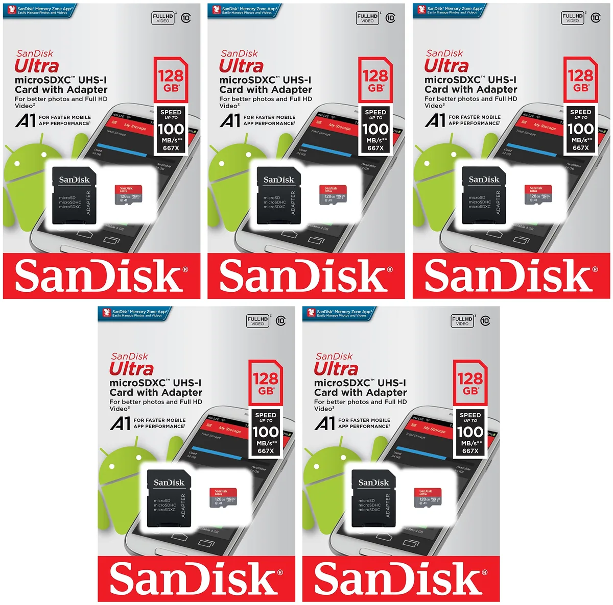 SanDisk SanDisk Ultra 128GB microSDXC Class 10 5-pack — תמונת המוצר