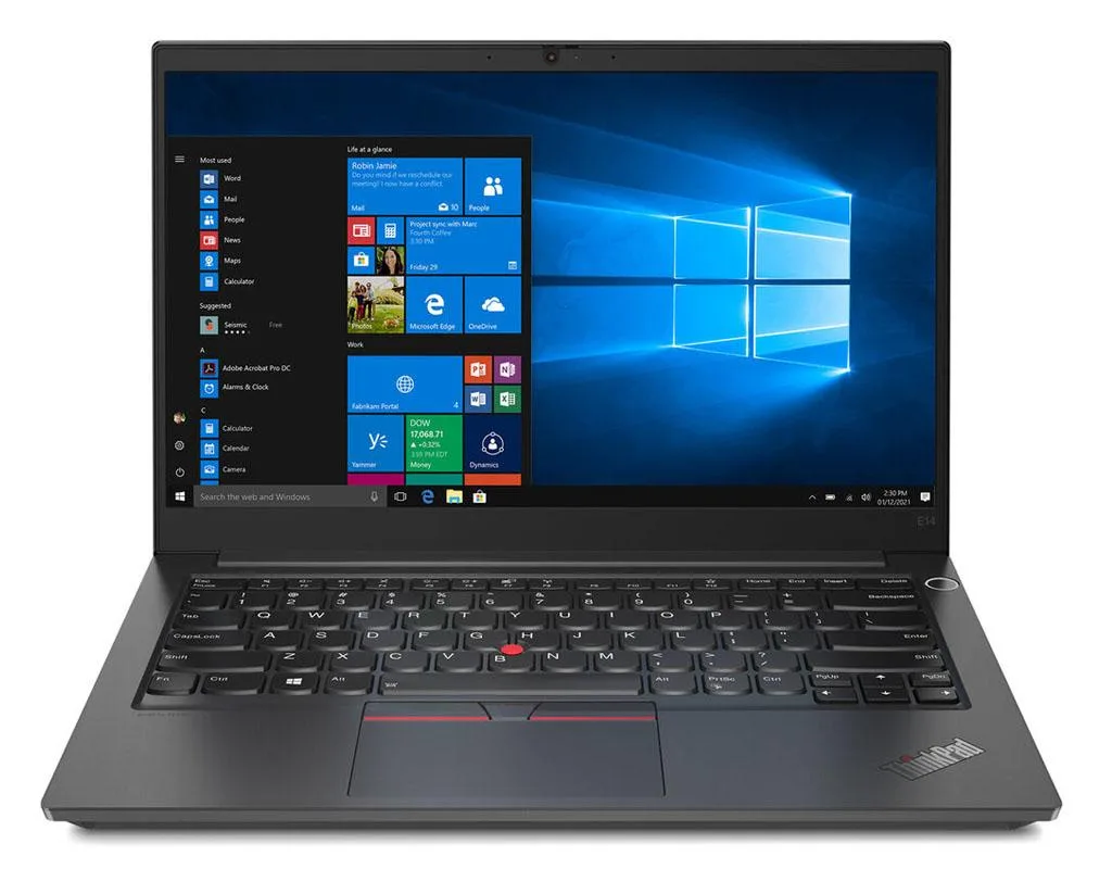 Black ThinkPad E14 Gen 3 laptop closed, matte finish, 14.0 inch non-touch screen, compact form factor