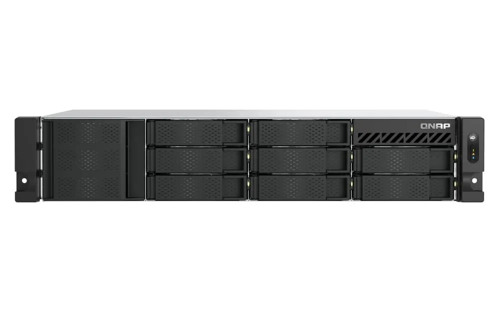 Black 2U rackmount NAS chassis with eight front drive bays