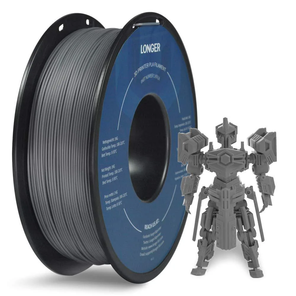 LONGER LONGER PLA Filament 1.75mm Grey 1kg +/- .03mm 3d printers accessory — 제품 사진