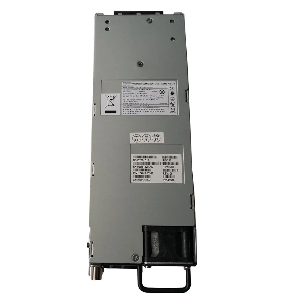 Rectangular silver ATX power supply unit with ventilation grille and label showing model EX-PWR-320-AC 320W