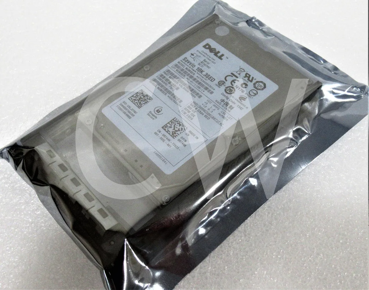 Silver 2.5 inch SAS hard drive in black Dell tray