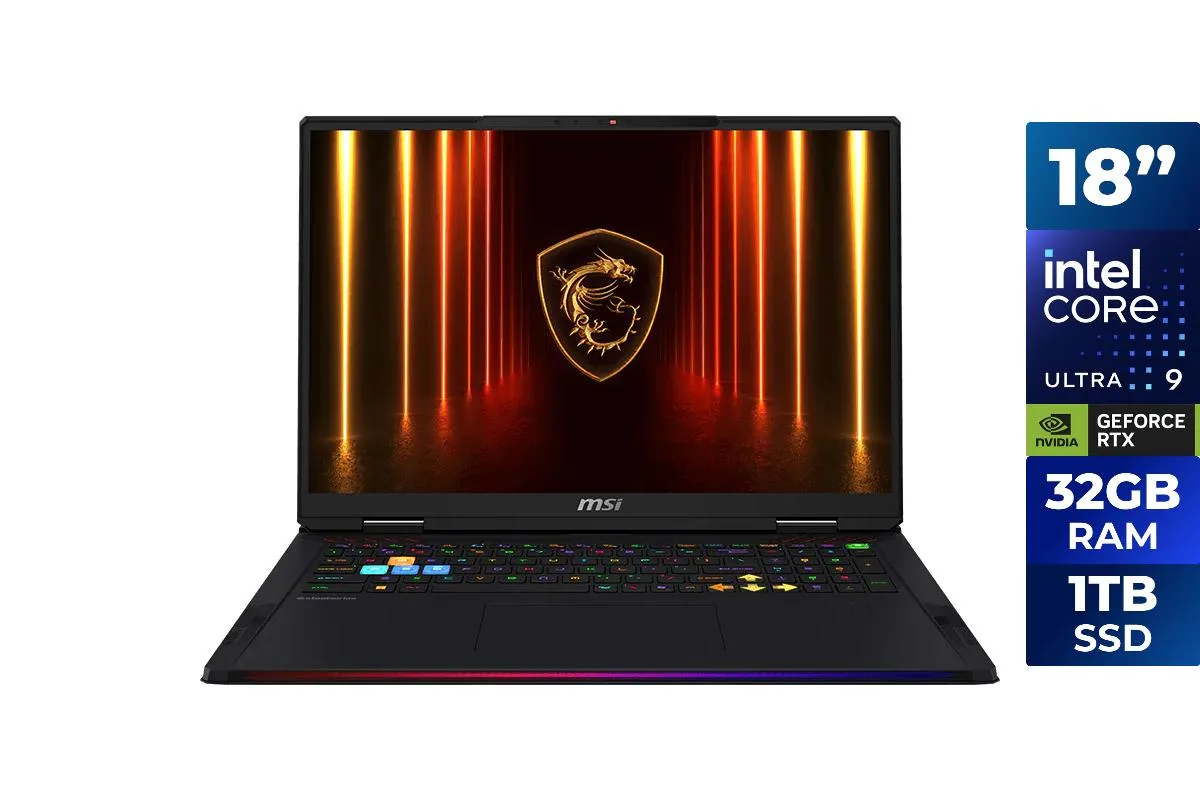 MSI MSI RAIDER18HXA2841 gaming laptop 18" Core Ultra 9 285HX 32GB 1TB RTX 5090 24GB — product photo