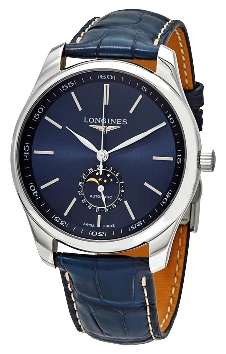 Longines Longines Master Collection L2.919.4.92.0 42 mm Blue Dial Leather Strap Moonphase Watch — product photo