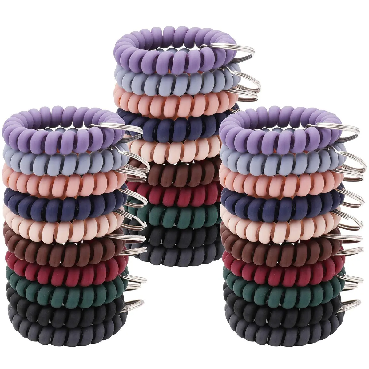 H-WristCoil-10colors-30pc 10-color 30-pack spiral bracelet 1.8 in — product photo