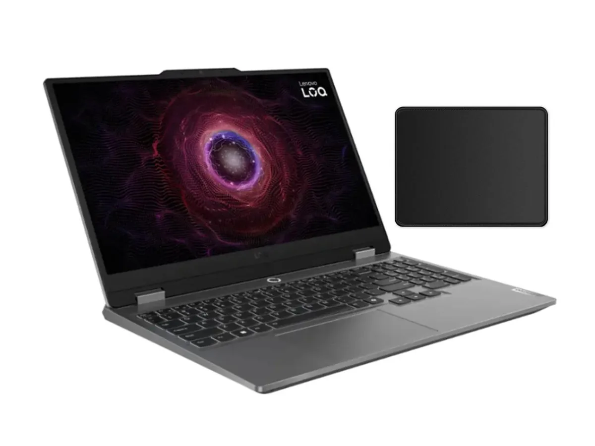 Grey 15.6 inch gaming laptop with backlit keyboard and slim profile