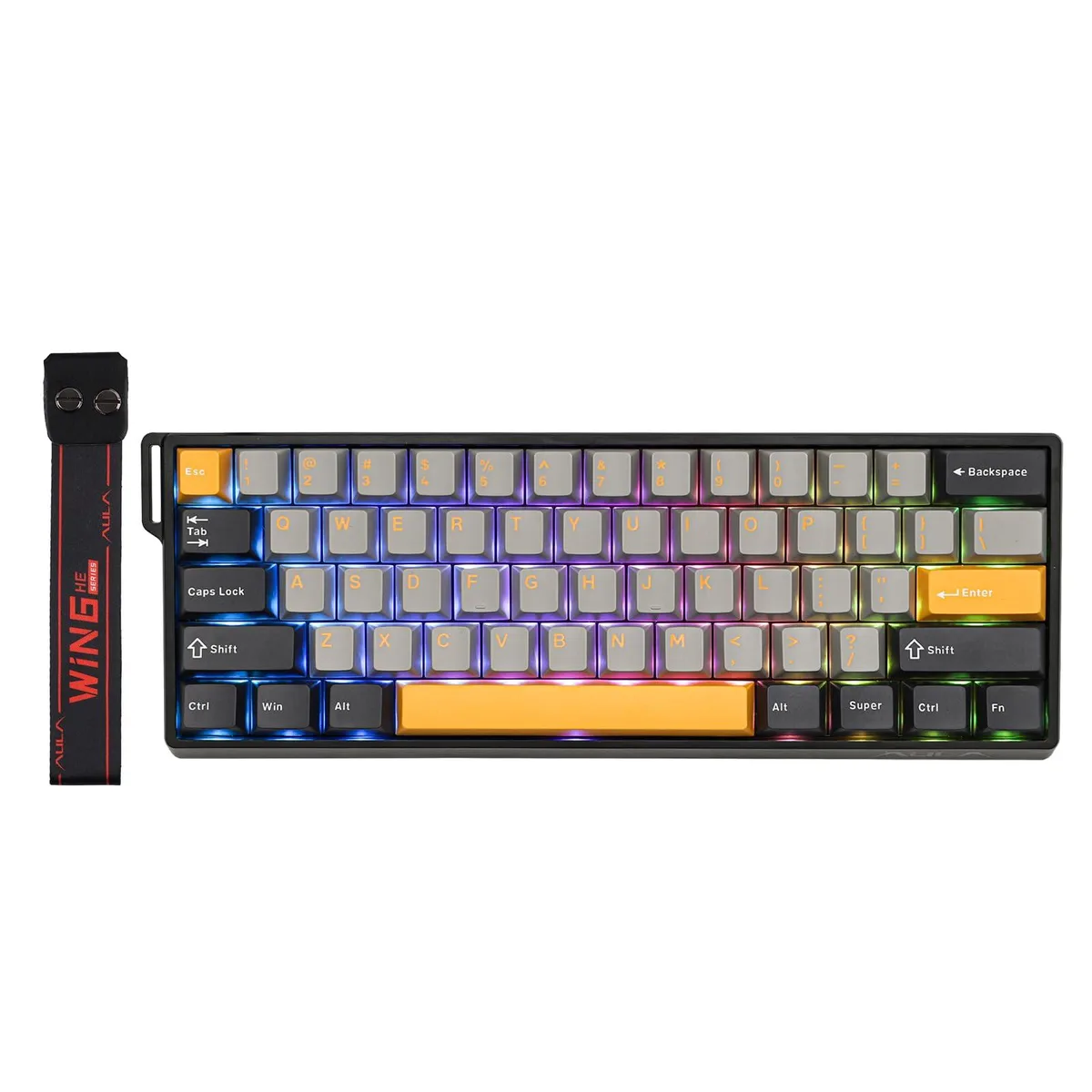 Epomaker Epomaker WIN60 HE 60% Wired Magnetic Gaming Keyboard 8000 Hz Polling Rate Grey Yellow — photo du produit