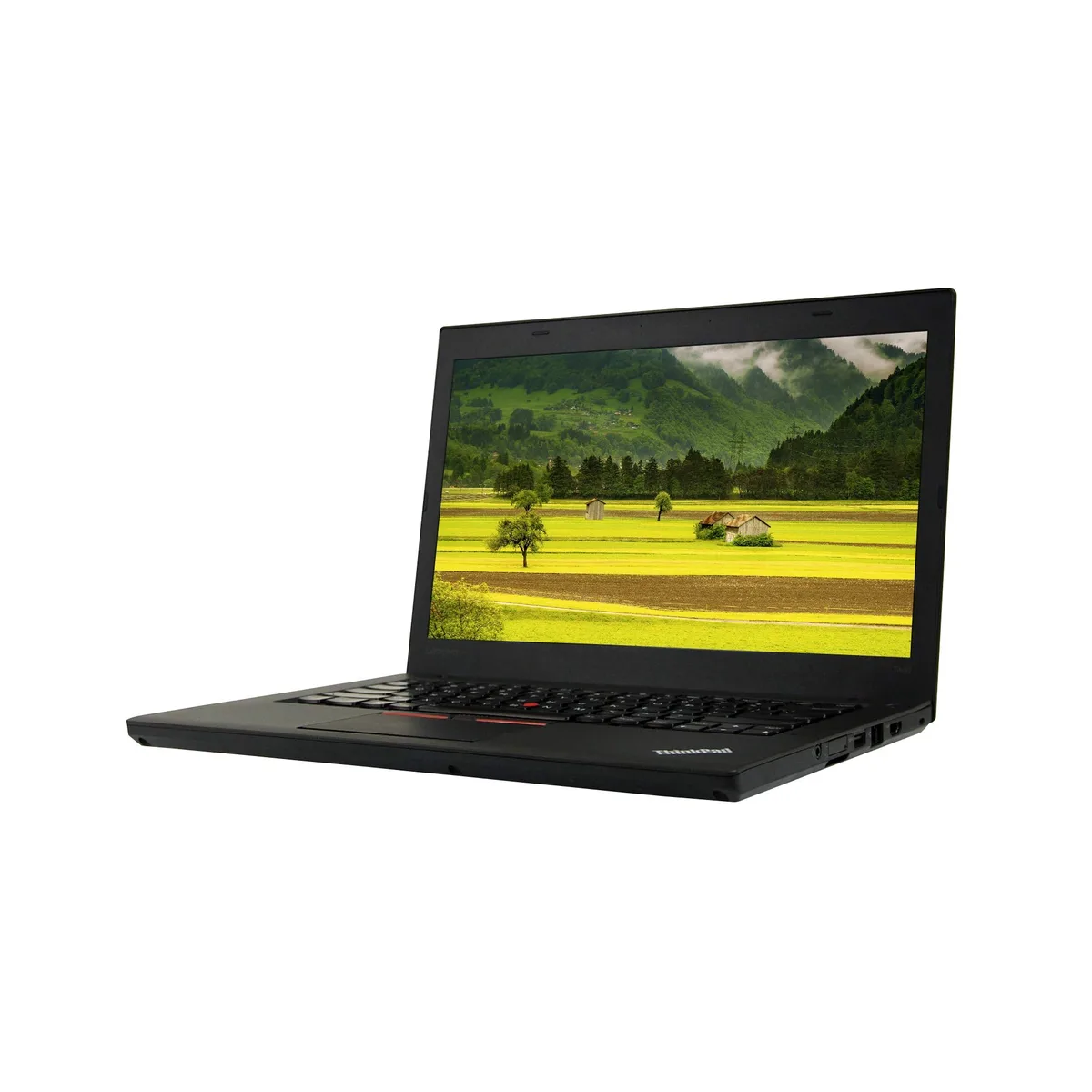 Black 14 inch ThinkPad T460 laptop with matte finish and compact keyboard