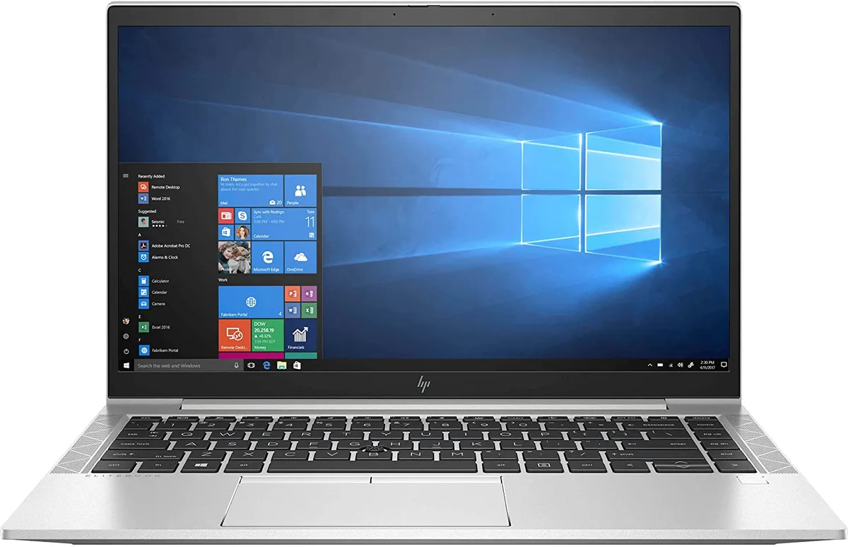 Silver 14.0 inch business laptop with non-touch FHD display and webcam