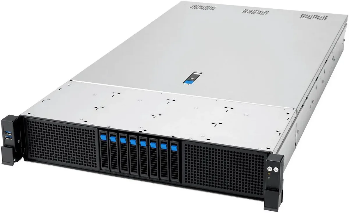 ABS 2U rack server chassis, matte black finish, front drive bays and control panel visible