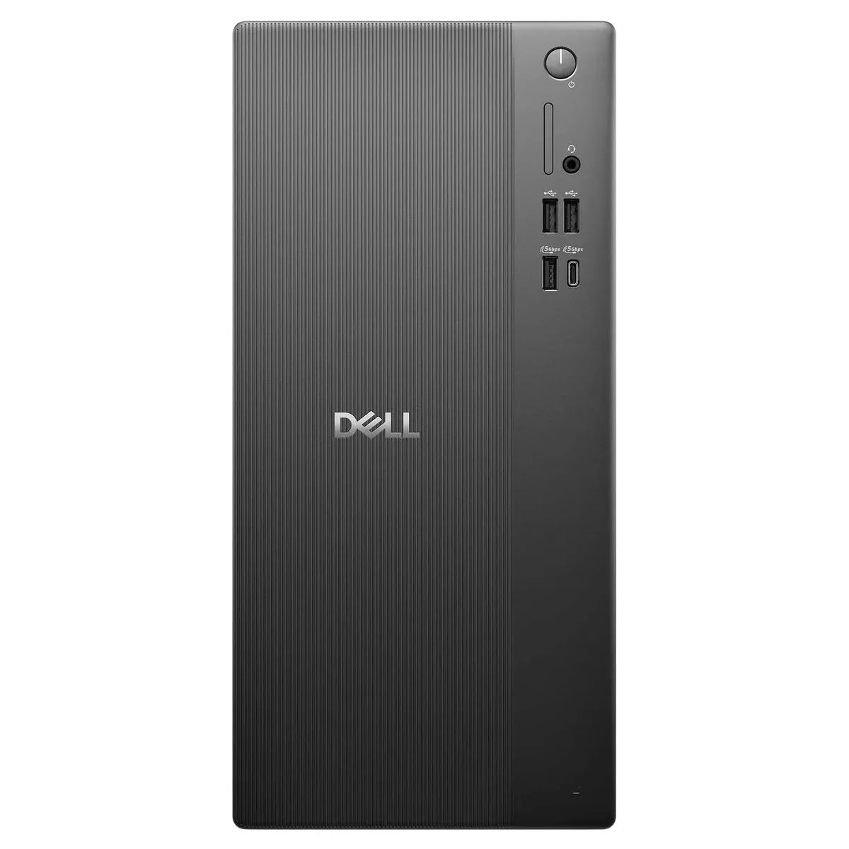 Black tower desktop with wired keyboard and mouse