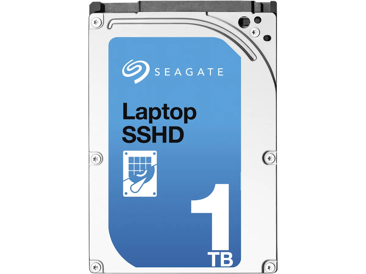 Silver 2.5 inch laptop SSHD with circuit board visible